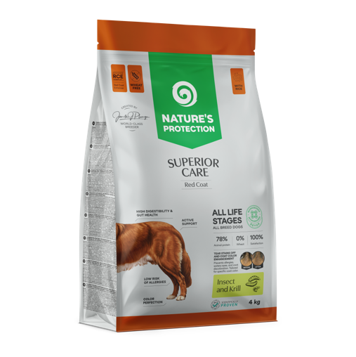 Nature's Protection Superior Care DOG Red Coat Hy&ouml;nteinen & Krilli Adult All Breeds 4 kg, laadukas kuivaruoka koiralle